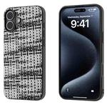 For iPhone 16 Black Frame Color Lattice Texture PU Phone Case(Black)