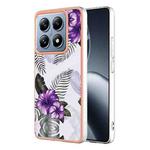 For Xiaomi 14T Electroplating IMD TPU Phone Case(Purple Flower)