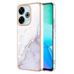 For Redmi 13 4G Electroplating Marble Dual-side IMD Phone Case(White 006)