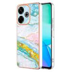 For Redmi 13 4G Electroplating Marble Dual-side IMD Phone Case(Green 004)