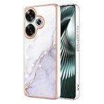 For Xiaomi Poco F6 5G Electroplating Marble Dual-side IMD Phone Case(White 006)