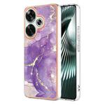 For Xiaomi Poco F6 5G Electroplating Marble Dual-side IMD Phone Case(Purple 002)