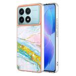 For Xiaomi Poco F6 Pro 5G Electroplating Marble Dual-side IMD Phone Case(Green 004)