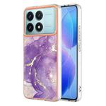 For Xiaomi Poco F6 Pro 5G Electroplating Marble Dual-side IMD Phone Case(Purple 002)