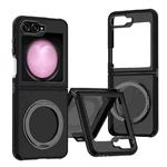 For Samsung Galaxy Z Flip5 Dual-Color Skin Feel 360 Rotating Holder Phone Case(Black)