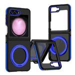 For Samsung Galaxy Z Flip5 Dual-Color Skin Feel 360 Rotating Holder Phone Case(Blue)