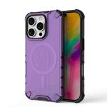 For iPhone 16 Pro Grating Airbag Shockproof MagSafe Frosted Phone Case(Purple)