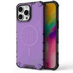 For iPhone 16 Pro Max Grating Airbag Shockproof MagSafe Frosted Phone Case(Purple)