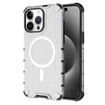 For iPhone 15 Pro Max Grating Airbag Shockproof MagSafe Frosted Phone Case(Transparent)