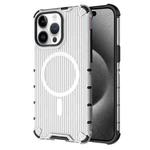 For iPhone 15 Pro Grating Airbag Shockproof MagSafe Frosted Phone Case(Transparent)