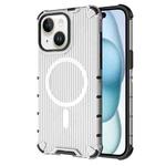 For iPhone 15 Plus Grating Airbag Shockproof MagSafe Frosted Phone Case(Transparent)