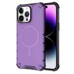 For iPhone 14 Pro Grating Airbag Shockproof MagSafe Frosted Phone Case(Purple)