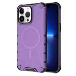 For iPhone 13 Pro Max Grating Airbag Shockproof MagSafe Frosted Phone Case(Purple)