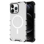 For iPhone 12 Pro Max Grating Airbag Shockproof MagSafe Frosted Phone Case(Transparent)