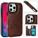 For iPhone 16 Pro Double Buckle Butterfly Embossing PU Phone Case(Brown)