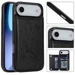 For iPhone Air Double Buckle Butterfly Embossing PU Phone Case(Black)