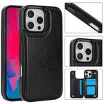 For iPhone 16 Pro Max Double Buckle Crazy Horse Texture PU Phone Case(Black)