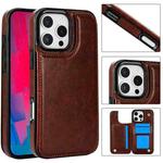 For iPhone 16 Pro Double Buckle Crazy Horse Texture PU Phone Case(Brown)