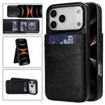 For iPhone 17 Pro Max Solid Color Card Slots Bracket PU Phone Case(Black)