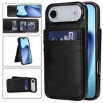 For iPhone Air Solid Color Card Slots Bracket PU Phone Case(Black)