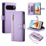 For Google Pixel 9 Pro XL Nine Card-slot Zipper Wallet Bag Leather Phone Case(Purple)