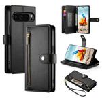 For Google Pixel 9 Pro XL Nine Card-slot Zipper Wallet Bag Leather Phone Case(Black)