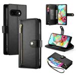 For Google Pixel 9a Nine Card-slot Zipper Wallet Bag Leather Phone Case(Black)