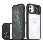 For iPhone 11 Clear Acrylic + PC + TPU MagSafe Lens Sliding Cover Full Coverage Phone Case(Black)