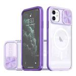 For iPhone 11 Clear Acrylic + PC + TPU MagSafe Lens Sliding Cover Full Coverage Phone Case(Purple)