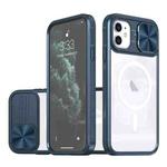 For iPhone 12 Clear Acrylic + PC + TPU MagSafe Lens Sliding Cover Full Coverage Phone Case(Navy Blue)