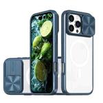 For iPhone 16 Pro Max Clear Acrylic + PC + TPU MagSafe Lens Sliding Cover Full Coverage Phone Case(Navy Blue)