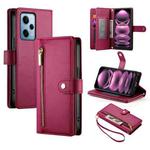 For Redmi Note 12 Pro / Xiaomi Poco X5 Pro Nine Card-slot Zipper Wallet Bag Leather Phone Case(Red)