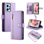 For Redmi Note 12 4G / Note 12R Pro Nine Card-slot Zipper Wallet Bag Leather Phone Case(Purple)