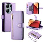 For Redmi Note 13 Pro 4G / Xiaomi Poco M6 Pro Nine Card-slot Zipper Wallet Bag Leather Phone Case(Purple)