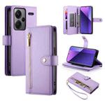 For Redmi Note 13 Pro+ Nine Card-slot Zipper Wallet Bag Leather Phone Case(Purple)