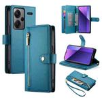 For Redmi Note 13 Pro+ Nine Card-slot Zipper Wallet Bag Leather Phone Case(Blue)