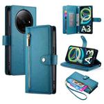 For Redmi A3 Nine Card-slot Zipper Wallet Bag Leather Phone Case(Blue)