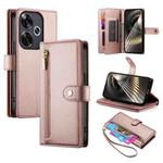 For Redmi Turbo 3 Nine Card-slot Zipper Wallet Bag Leather Phone Case(Pink)