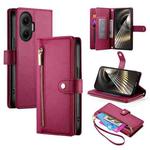 For Redmi Turbo 4 Pro / Xiaomi Poco F7 Nine Card-slot Zipper Wallet Bag Leather Phone Case(Red)