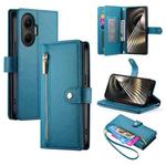 For Redmi Turbo 4 Pro / Xiaomi Poco F7 Nine Card-slot Zipper Wallet Bag Leather Phone Case(Blue)