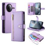 For Redmi K80 / K80 Pro Nine Card-slot Zipper Wallet Bag Leather Phone Case(Purple)