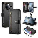 For Redmi K80 / K80 Pro Nine Card-slot Zipper Wallet Bag Leather Phone Case(Black)