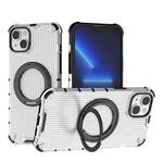 For iPhone 14 Plus Grating 360 Degree Rotating Holder Shockproof Phone Case(Transparent)