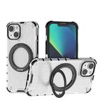 For iPhone 14 Grating 360 Degree Rotating Holder Shockproof Phone Case(Transparent)