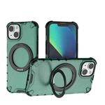 For iPhone 14 Grating 360 Degree Rotating Holder Shockproof Phone Case(Green)