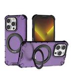 For iPhone 14 Pro Grating 360 Degree Rotating Holder Shockproof Phone Case(Purple)