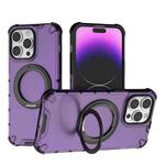 For iPhone 14 Pro Max Grating 360 Degree Rotating Holder Shockproof Phone Case(Purple)