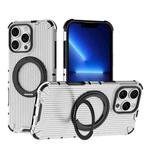 For iPhone 13 Pro Max Grating 360 Degree Rotating Holder Shockproof Phone Case(Transparent)