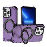 For iPhone 13 Pro Grating 360 Degree Rotating Holder Shockproof Phone Case(Purple)