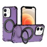 For iPhone 12 Grating 360 Degree Rotating Holder Shockproof Phone Case(Purple)